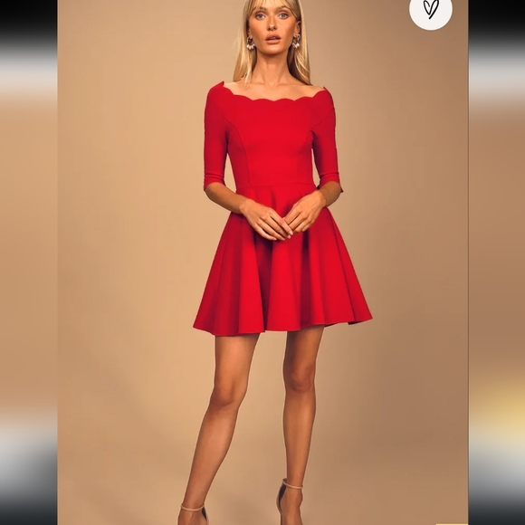 Lulu's tip the scallops red scalloped skater dress size xs - Picture 1 of 15